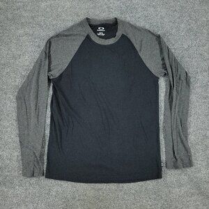 Oakley Shirt Men's Medium Black Raglan Logo Crew Neck Long Sleeve Hang Tag Adult